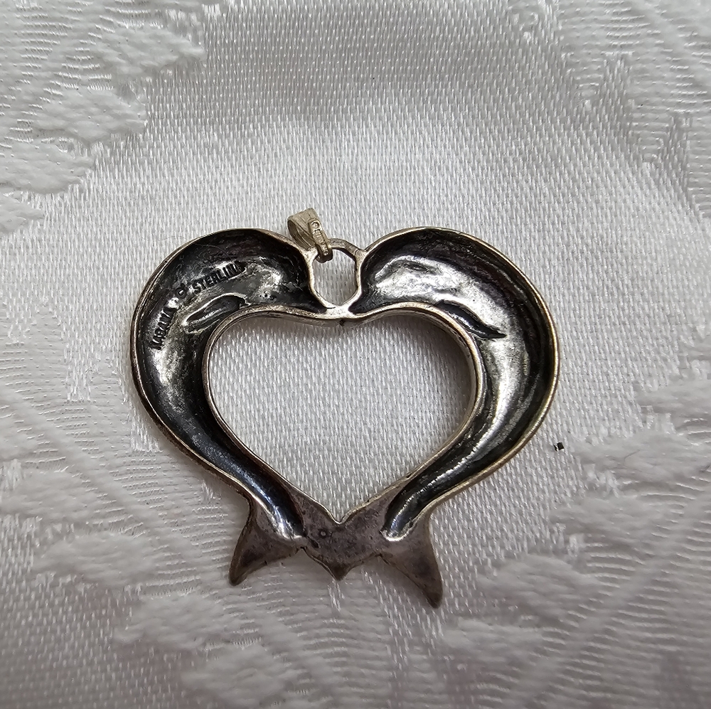 Silver Dolphin Heart Pendant View 3